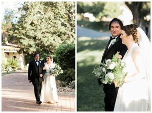 walking down the aisle for ceremony at wedding venue in california