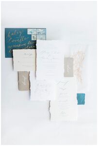 classic modern invitation suite wedding blue gold
