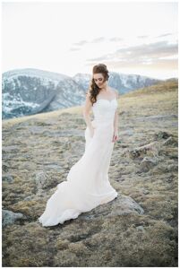 sunset photo bride wedding mountain top colorado rockies blush skirt