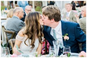 kisses wedding reception Ritz-Carlton, Bachelor Gulch Colorado summer mountain wedding outdoors