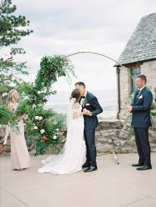 first kiss ceremony cherokee ranch and castle colorado wedding